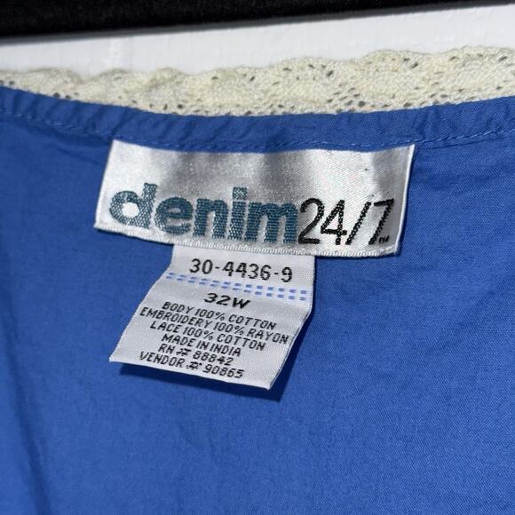 Denim 24/7 Vintage Women’s Floral Embroidered Tunic Tank Cottage Romantic 32W - Picture 4 of 4